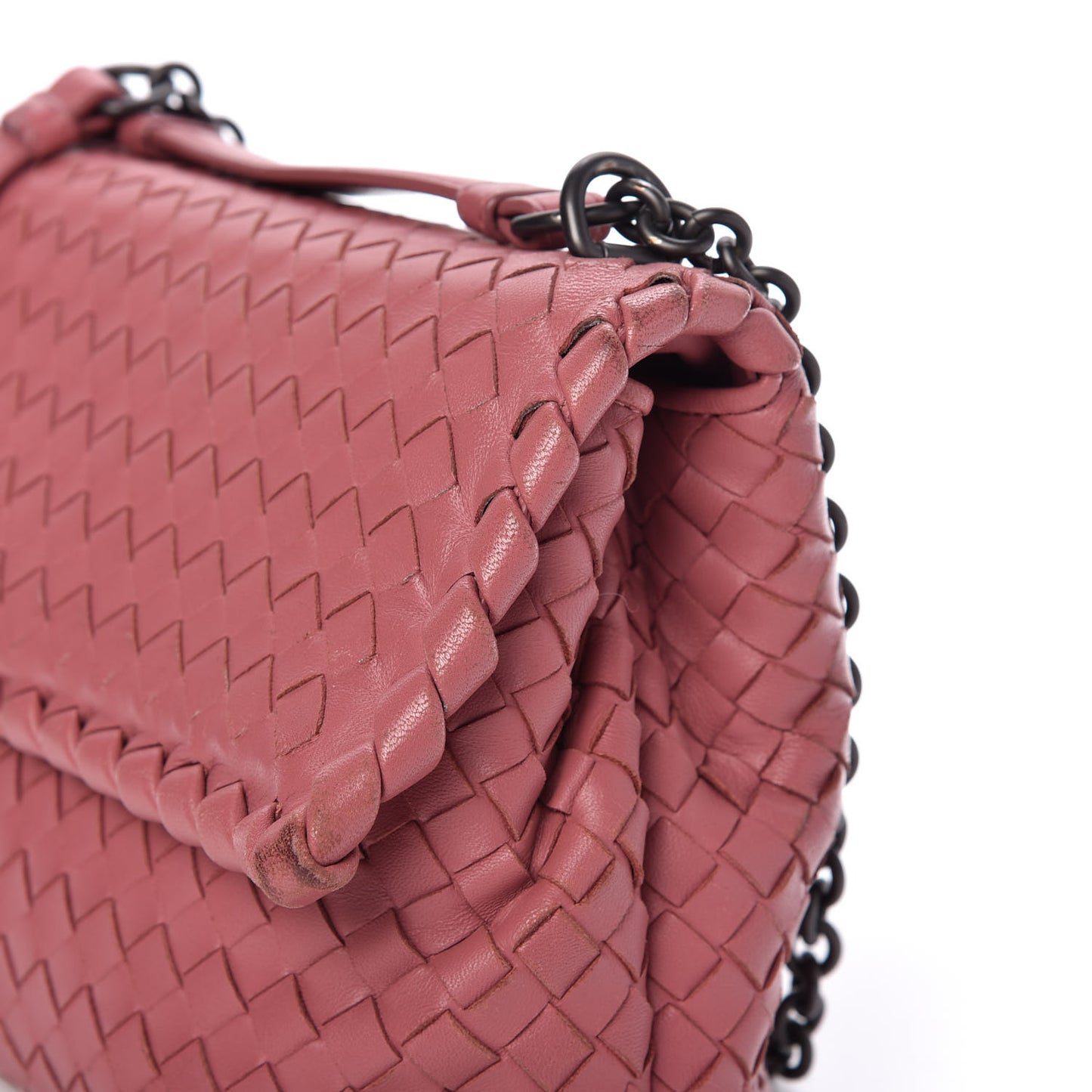 Nappa Intrecciato Small Olimpia Shoulder Bag Rose Pink