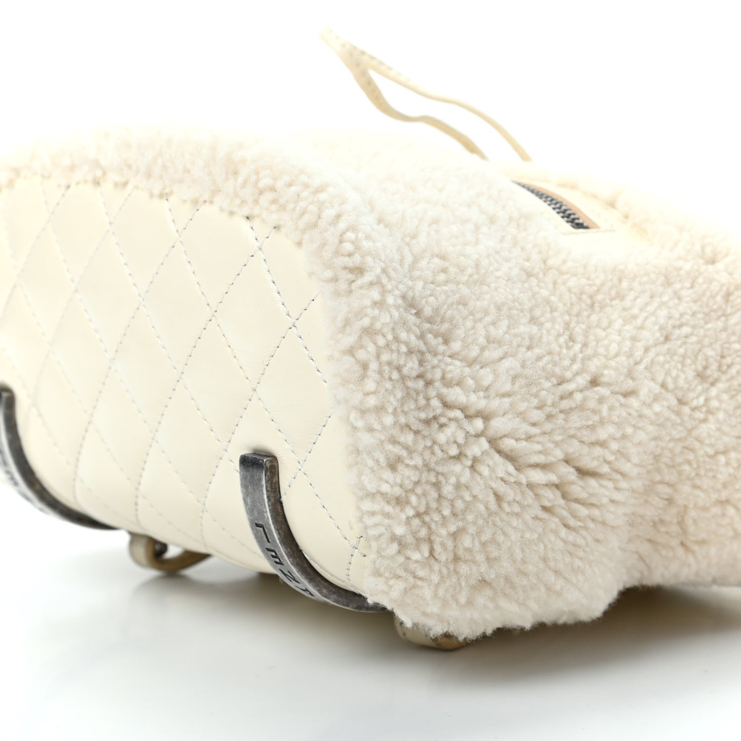 Chanel Glazed Calfskin Shearling Quilted Small Mountain Backpack Ivory 7 of 9