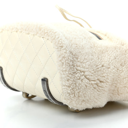 Chanel Glazed Calfskin Shearling Quilted Small Mountain Backpack Ivory 7 of 9
