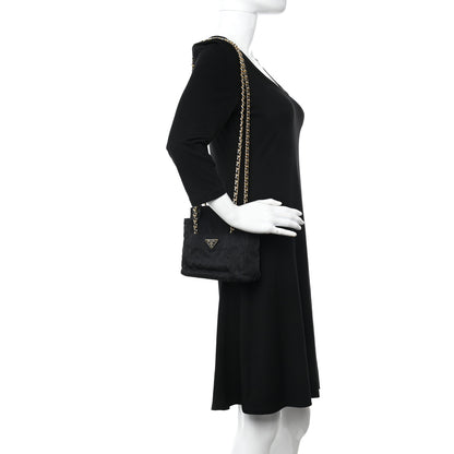 Prada Nylon Tessuto Quilted Shoulder Bag Black 2 of 10