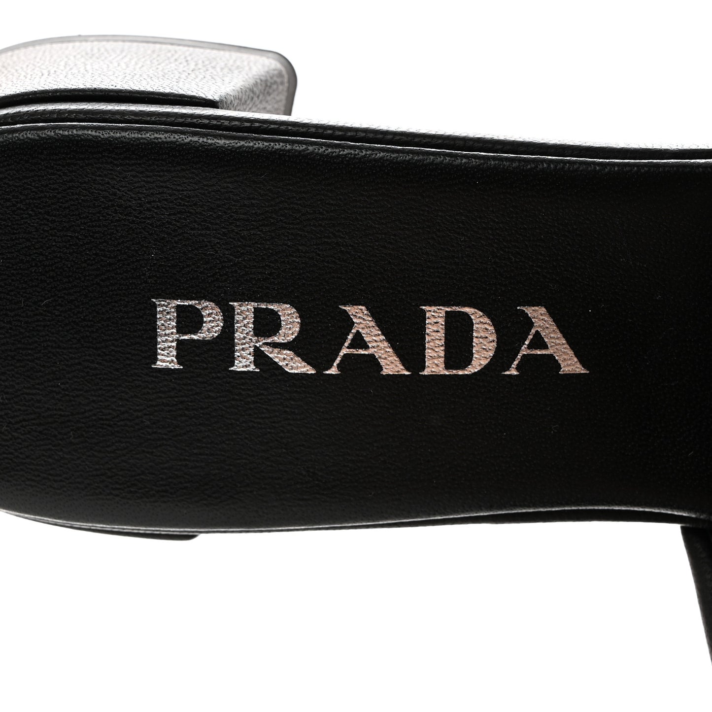 Nappa Metal Triangle Logo Quilted Block Heel Slide Sandals 36 Black