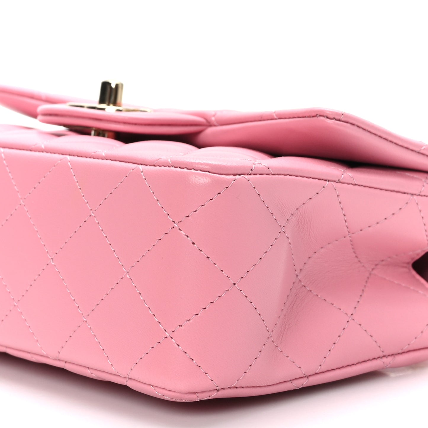Lambskin Quilted Mini Top Handle Rectangular Flap Pink