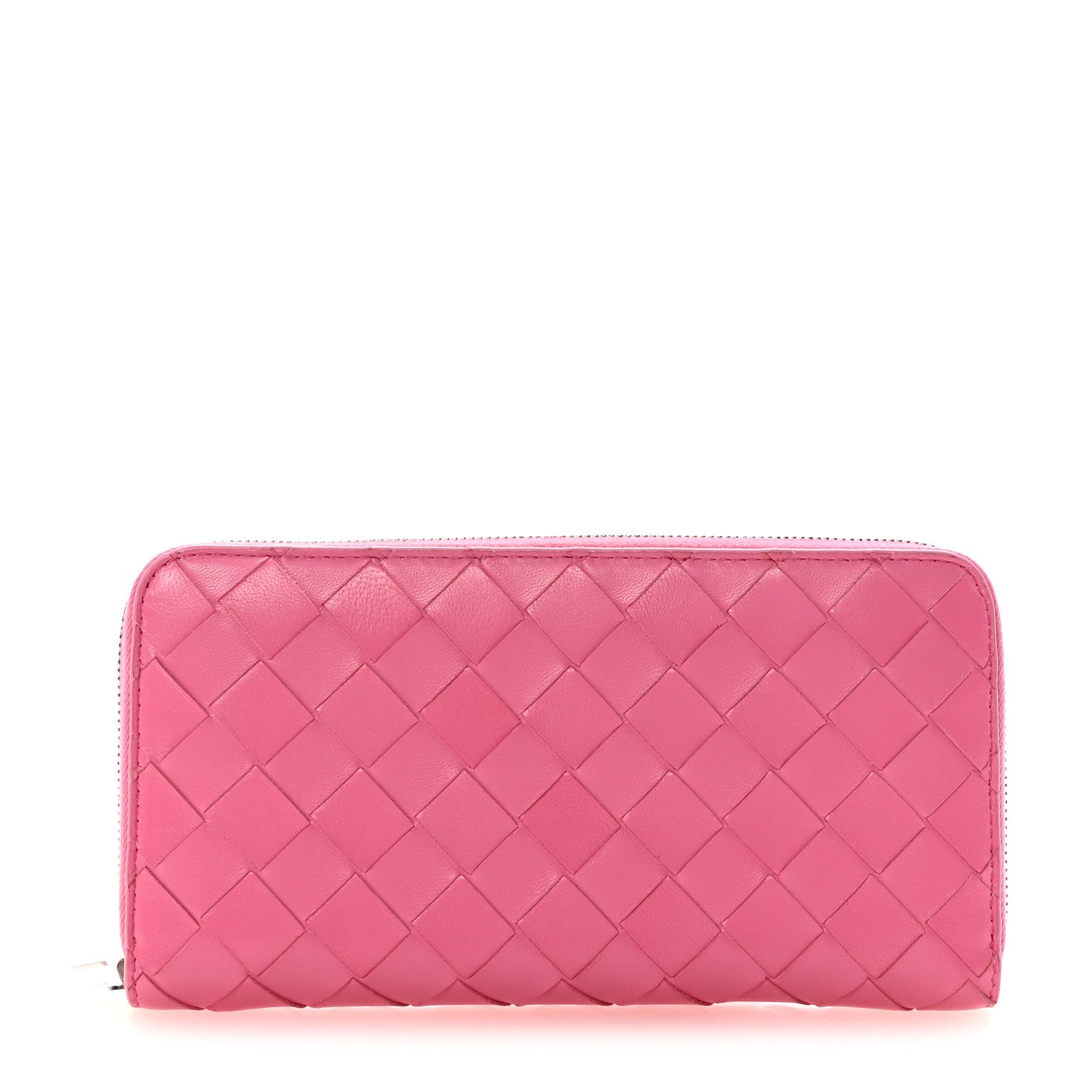 Bottega Veneta Nappa Intrecciato Zip Around Wallet Rosa Shock 1 of 7