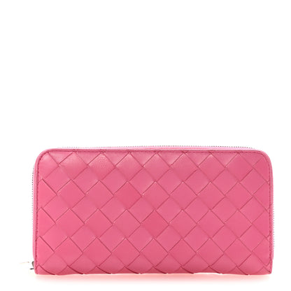 Bottega Veneta Nappa Intrecciato Zip Around Wallet Rosa Shock 1 of 7