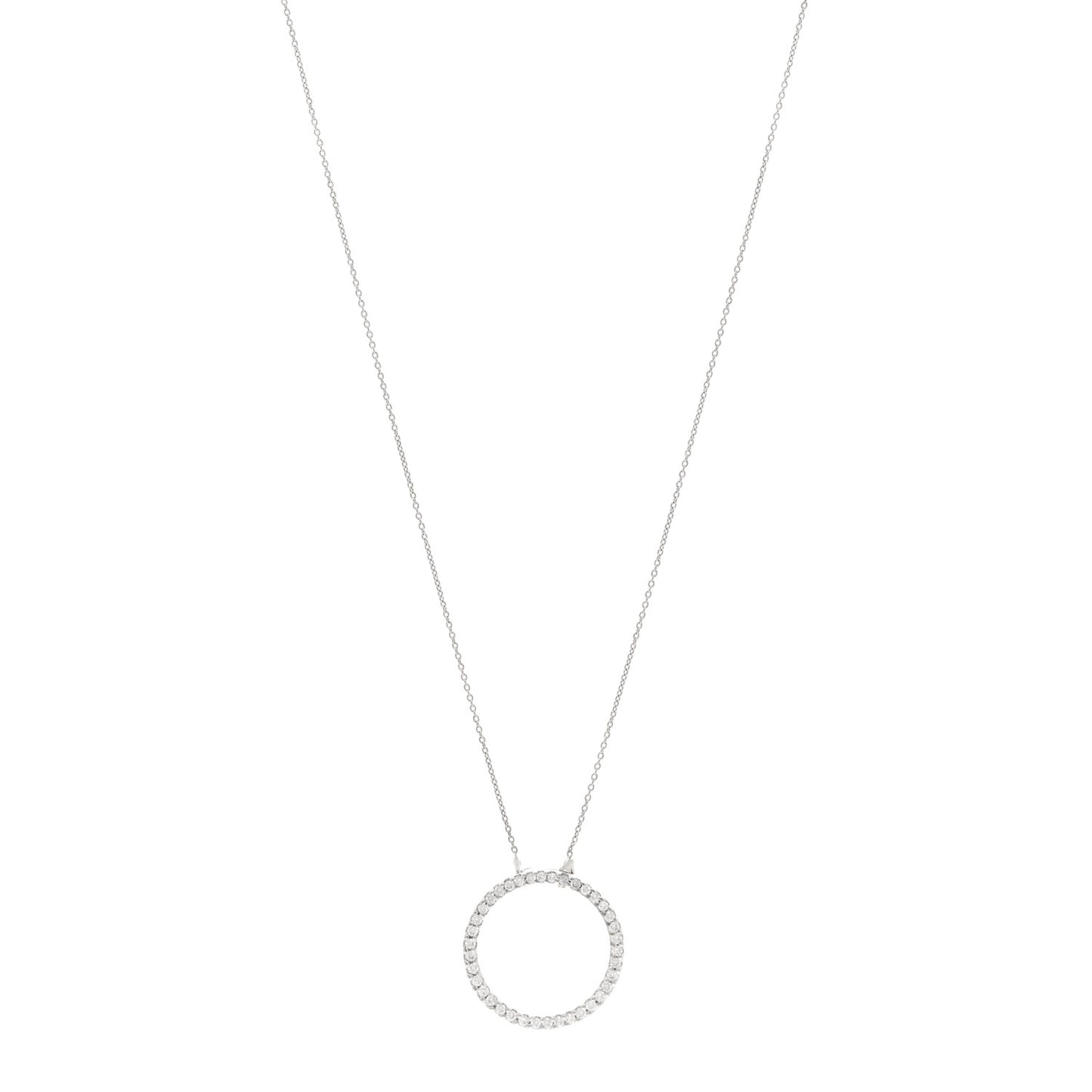 18K White Gold Diamond .42ctw Circle Pendant Necklace
