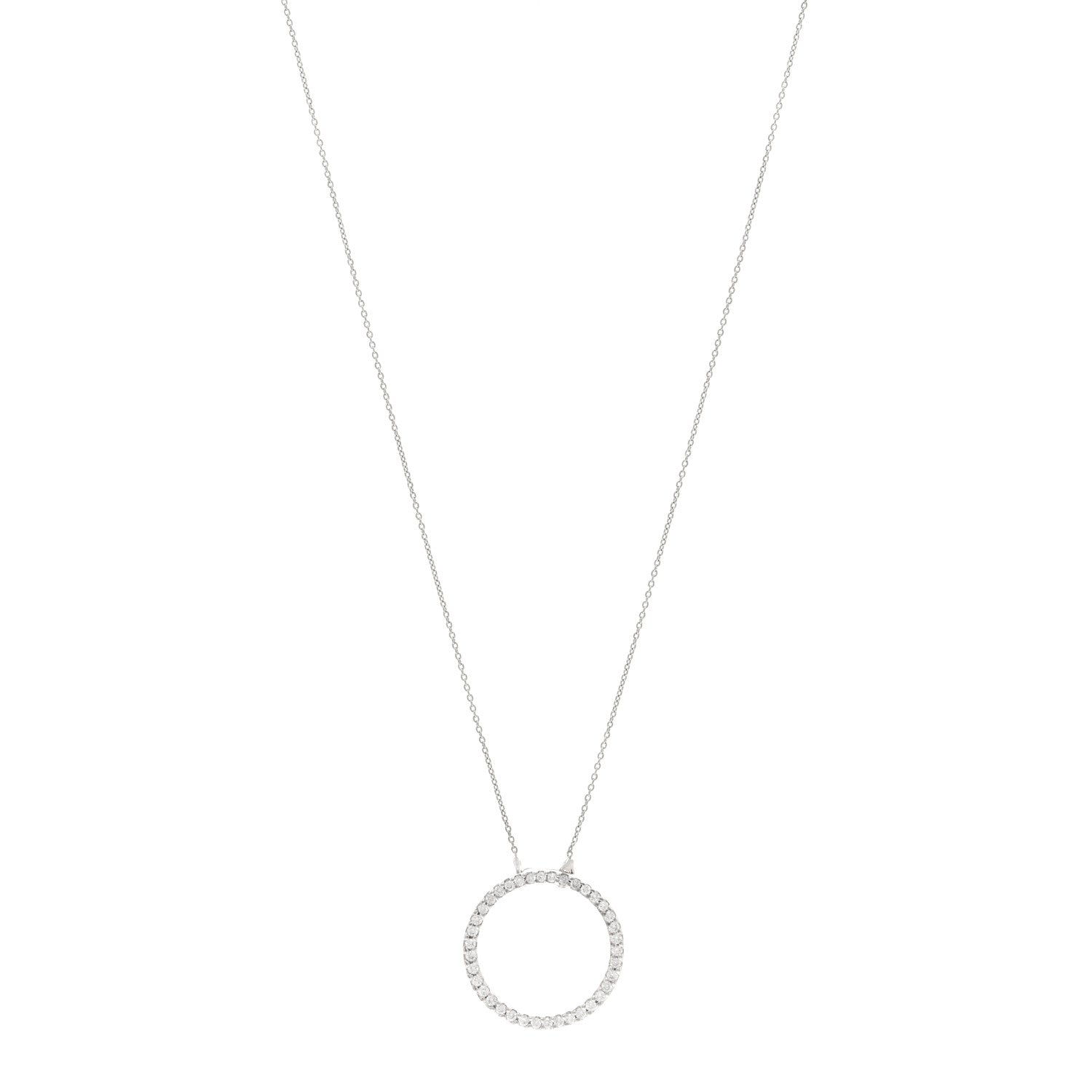 Roberto Coin 18K White Gold Diamond .42ctw Circle Pendant Necklace 1 of 5