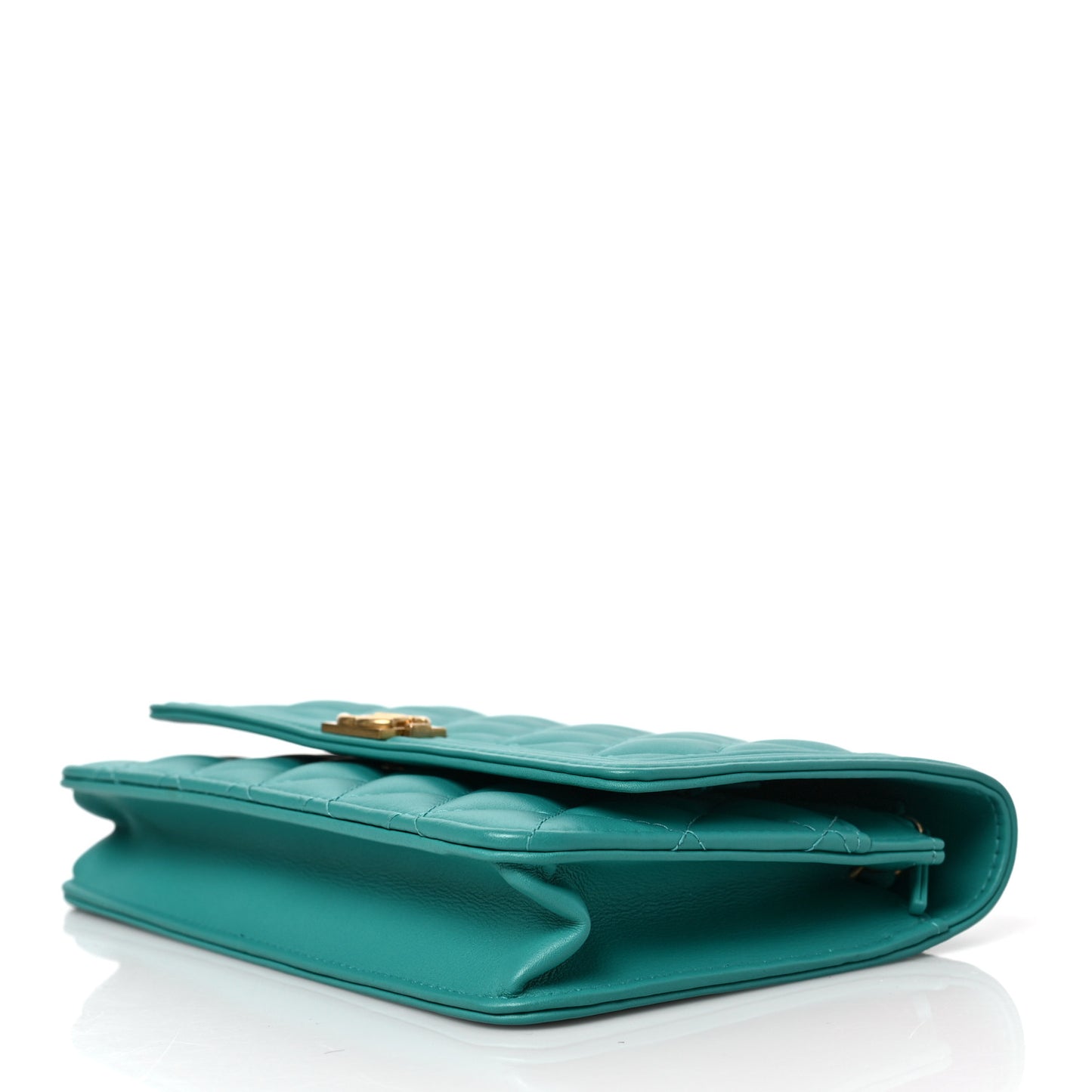 Lambskin Quilted Boy Wallet On Chain WOC Turquoise