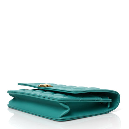 Chanel Lambskin Quilted Boy Wallet On Chain WOC Turquoise 8 of 8