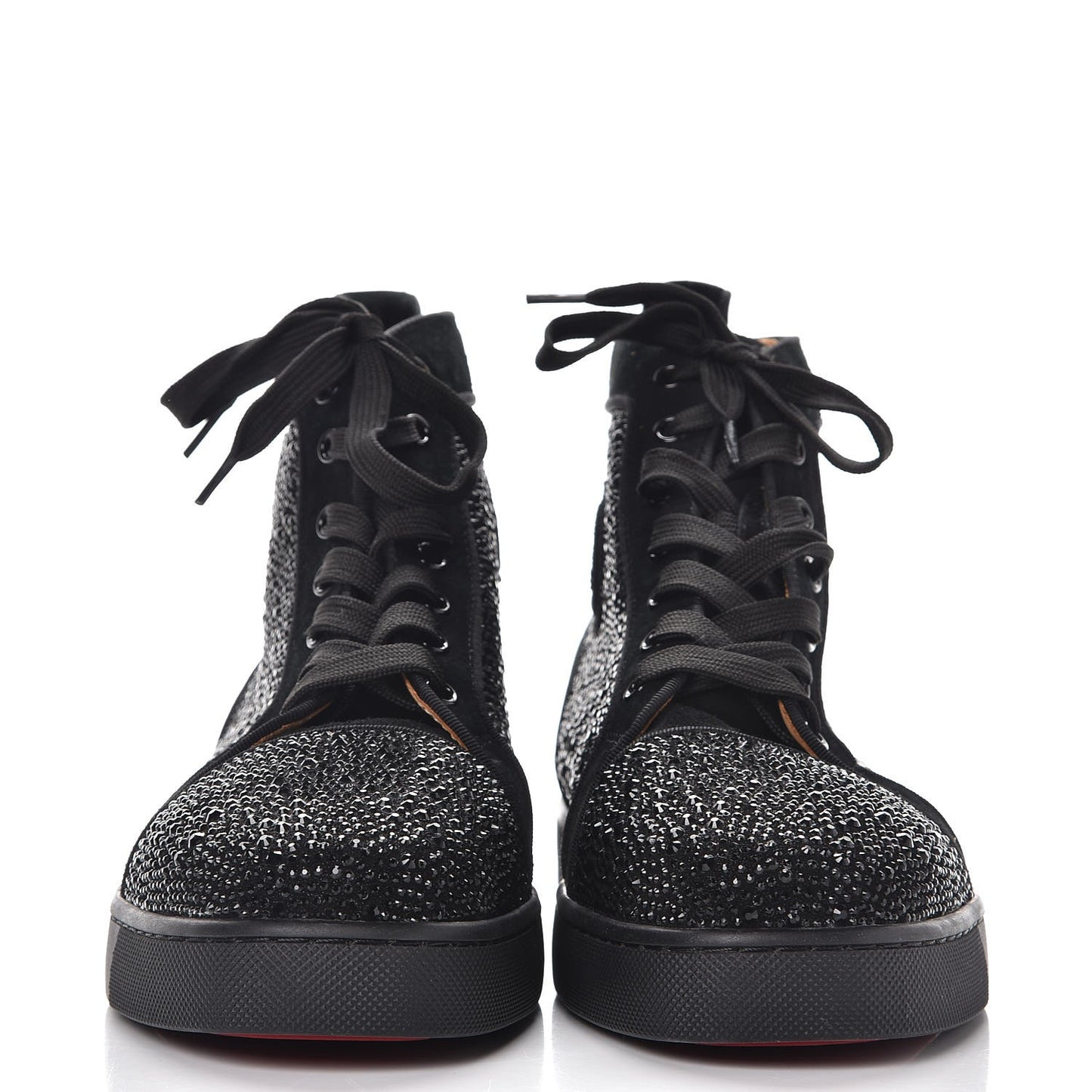 Mens Veau Velours Strass Louis Flat Sneakers 44 Black