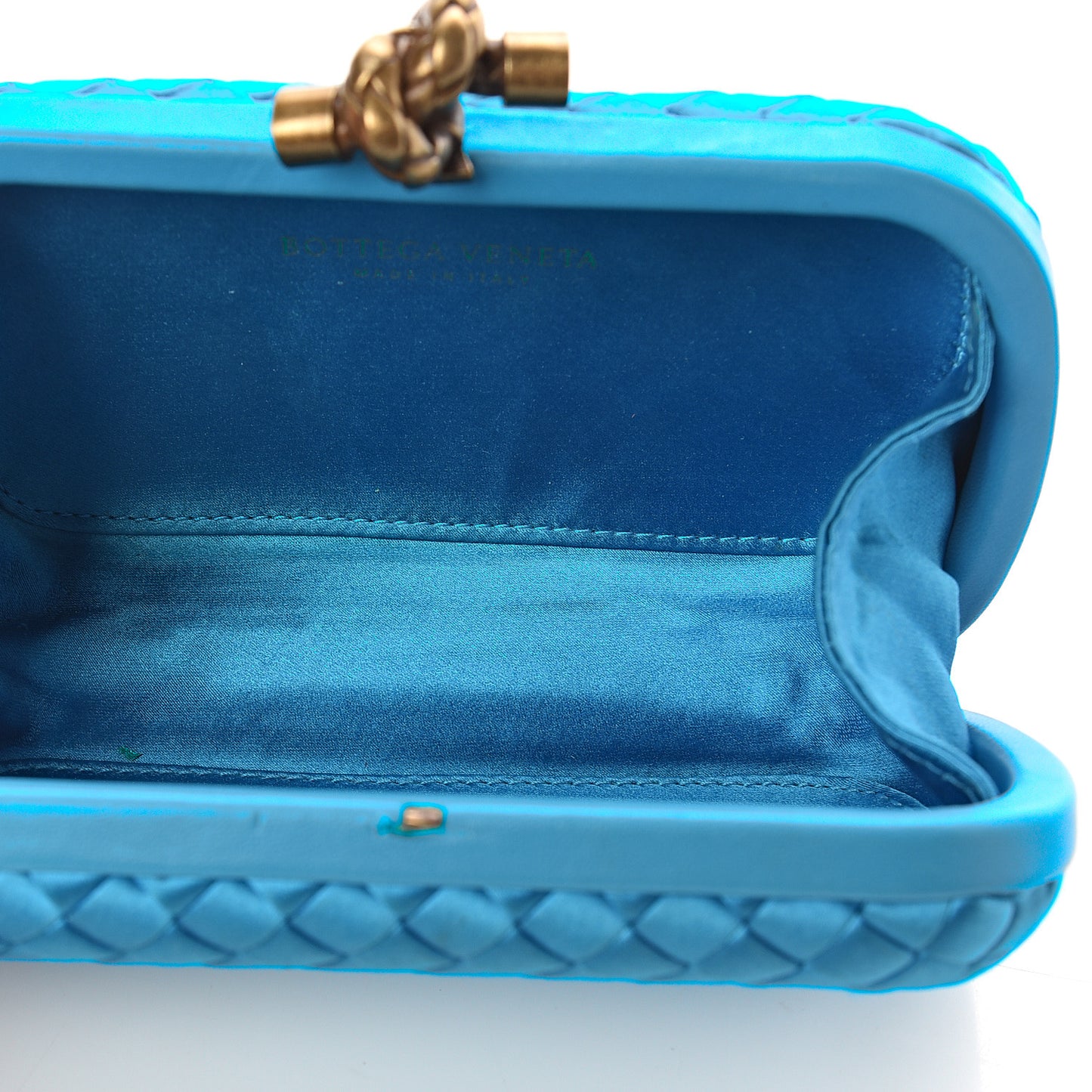 Satin Intrecciato Impero Knot Clutch Teal