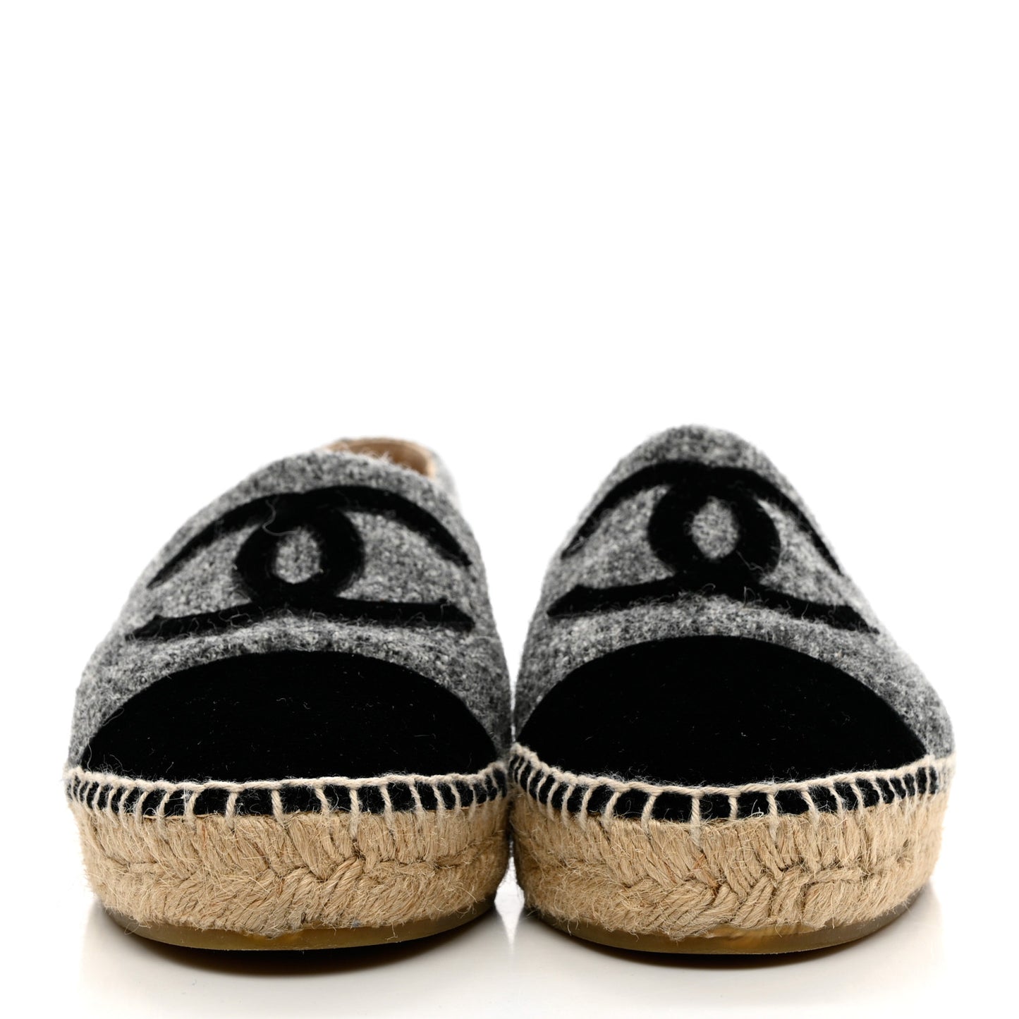 Tweed Velvet CC Espadrilles 39 Grey Black