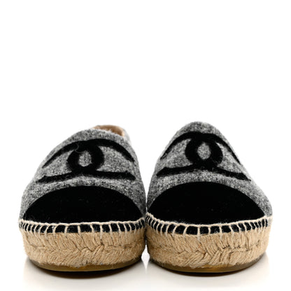 Chanel Tweed Velvet CC Espadrilles 39 Grey Black 2 of 9