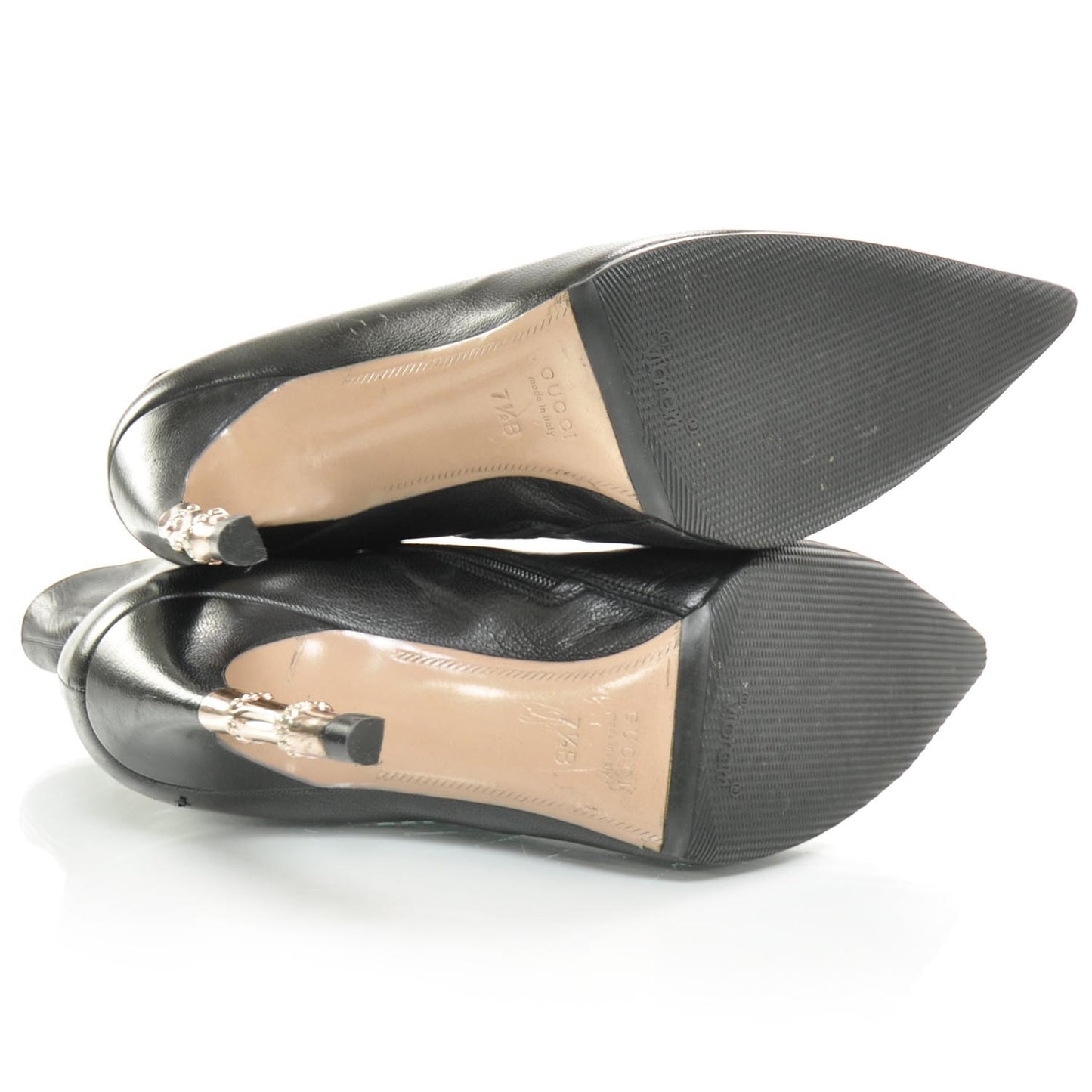 Leather Bamboo Ankle Boots 7.5 B Black