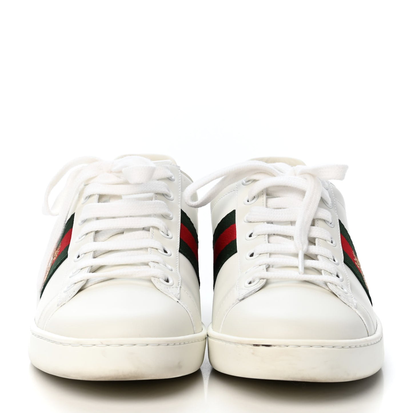 Calfskin Ayers Web Bee Embroidered Womens Ace Sneakers 38.5 White Green