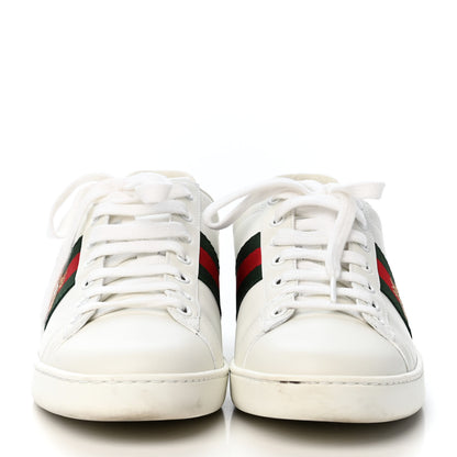 Gucci Calfskin Ayers Web Bee Embroidered Womens Ace Sneakers 38.5 White Green 2 of 4