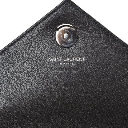 Saint Laurent Sheepskin Matelasse Chevron Monogram College Chain Wallet Coal 6 of 6