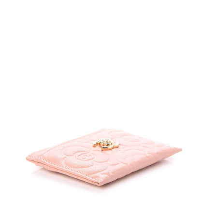 Chanel Caviar Camellia Embossed Card Holder Nude 4 of 9