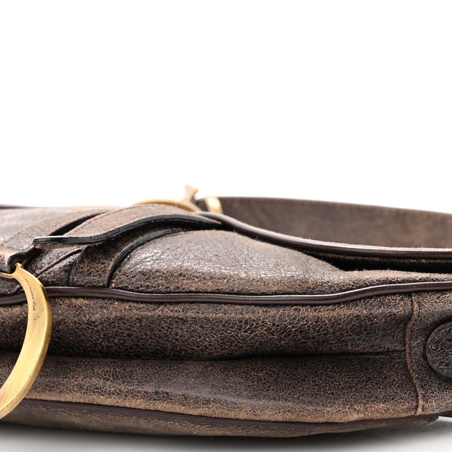Christian Dior Distressed Calfskin Saddle Bag Brown 10 of 12