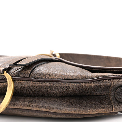 Christian Dior Distressed Calfskin Saddle Bag Brown 10 of 12