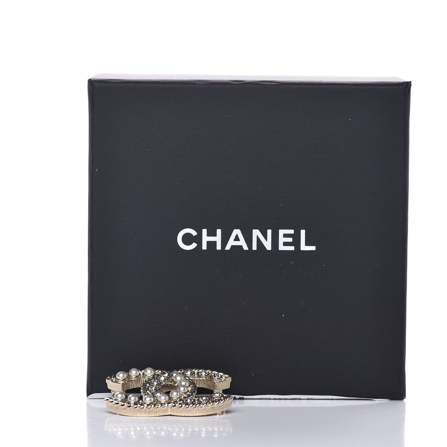 Pearl Crystal April In Paris CC Brooch Gold