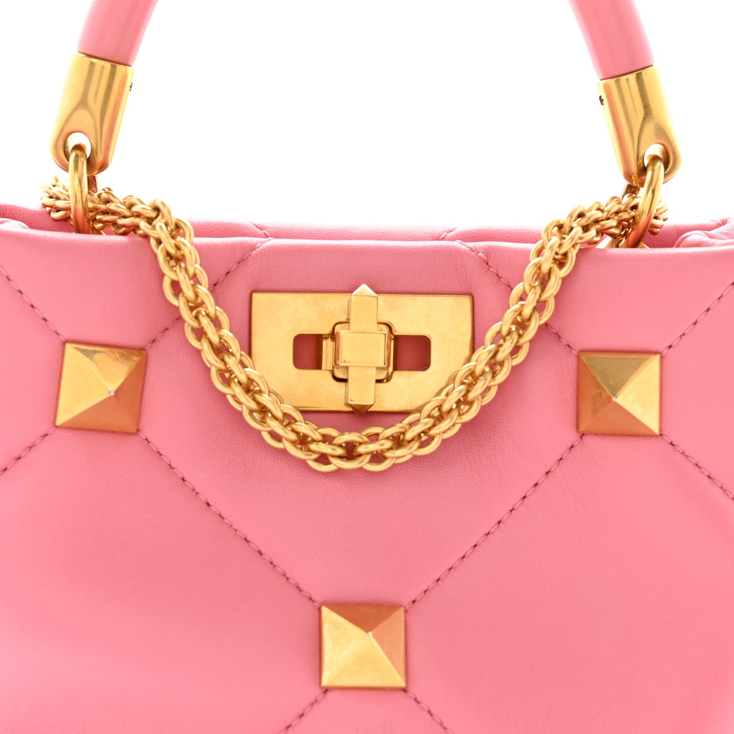 Nappa Small Roman Stud The Handle Bag Flamingo Pink