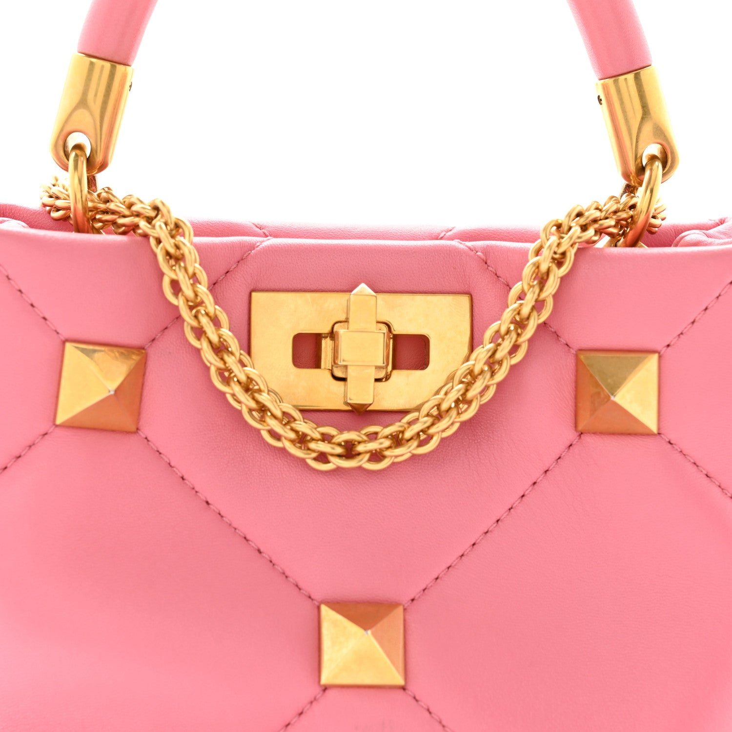 Valentino Garavani Nappa Small Roman Stud The Handle Bag Flamingo Pink 8 of 11