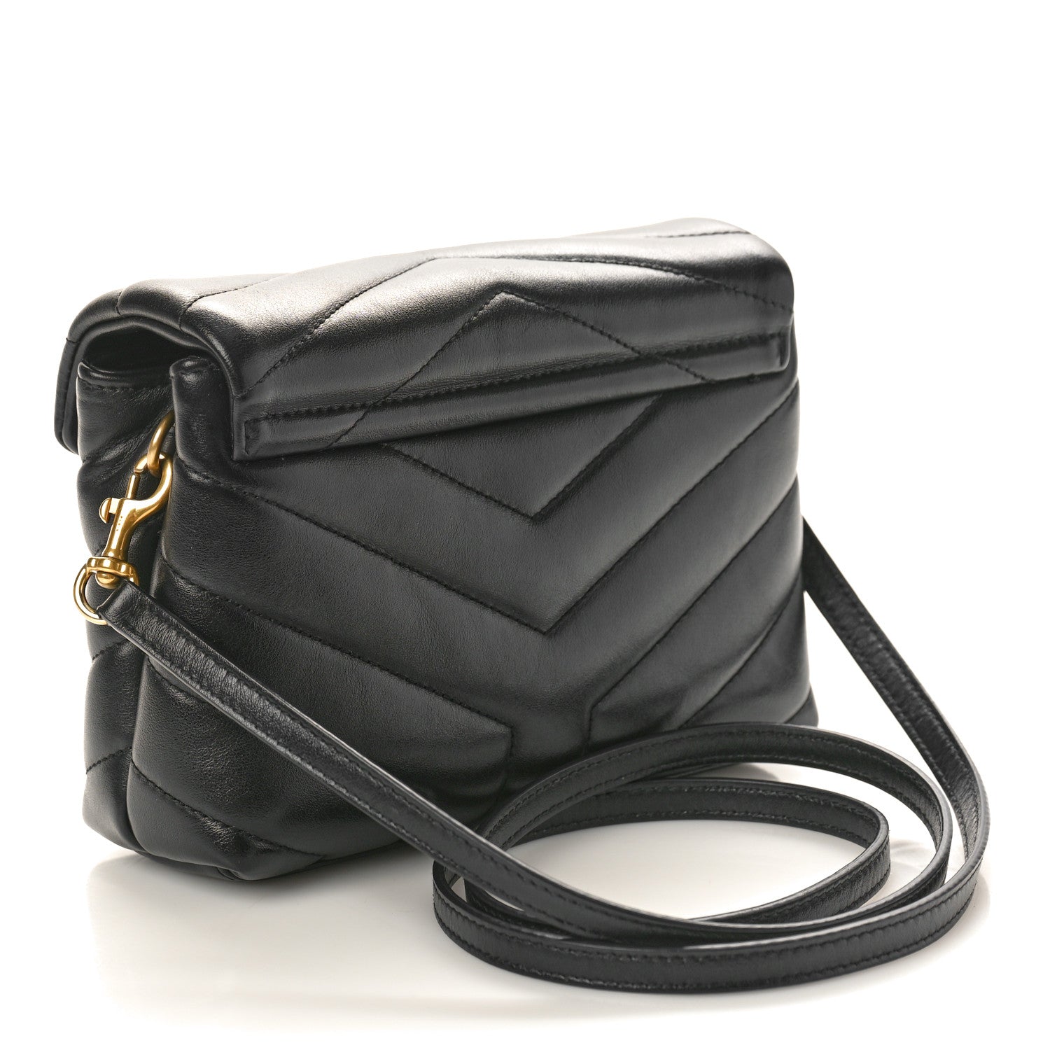 Saint Laurent Calfskin Y Quilted Monogram Toy Loulou Crossbody Bag Black 3 of 11