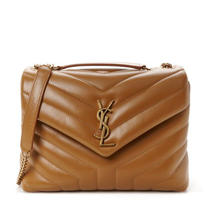 Saint Laurent Calfskin Y Quilted Monogram Small Loulou Chain Satchel Dark Natural 1 of 11