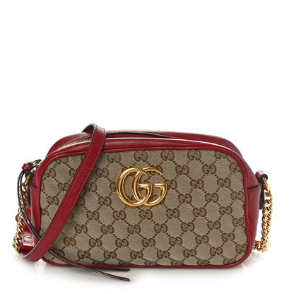 Gucci Monogram Azalea Calfskin Matelasse Diagonal Small GG Marmont Chain Shoulder Bag Beige Ebony New Cherry Red 1 of 13