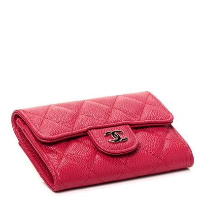 Chanel Caviar Quilted Flap Card Holder Wallet Dark Pink 4 of 8