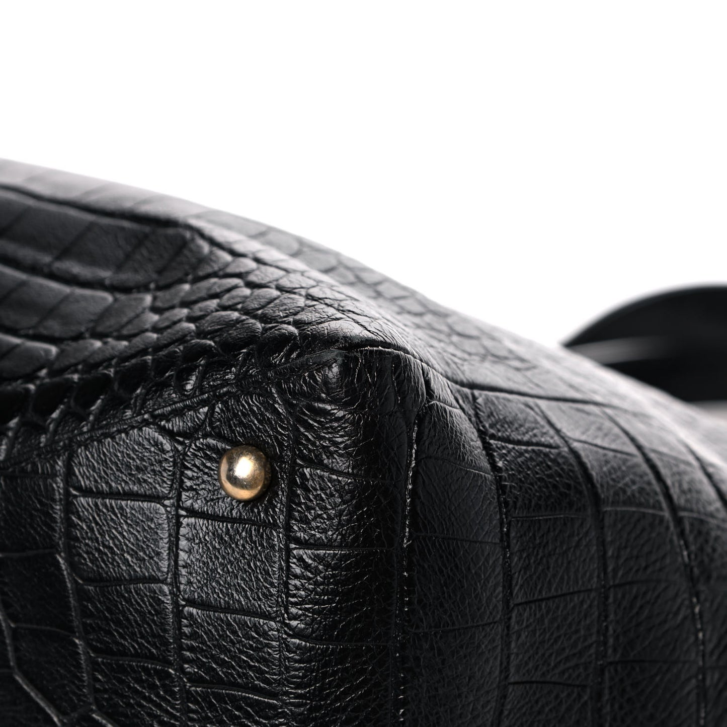 Calfskin Crocodile Embossed Large Cocodile Shopping Tote Black