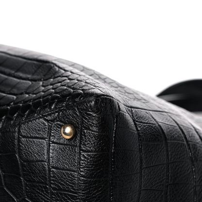 Chanel Calfskin Crocodile Embossed Large Cocodile Shopping Tote Black 13 of 14