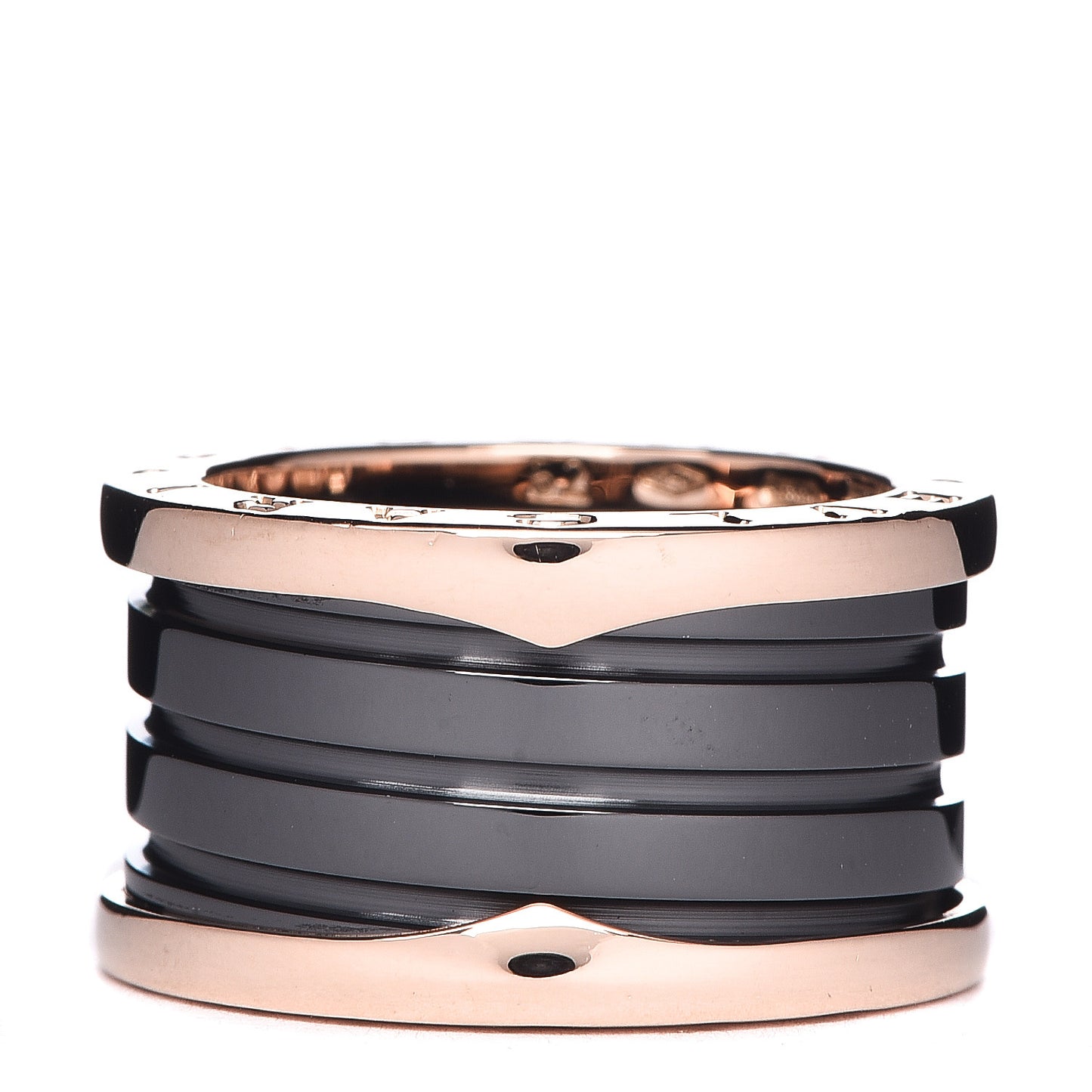 18K Rose Gold Black Ceramic B.Zero1 Four-Band Ring 52 6