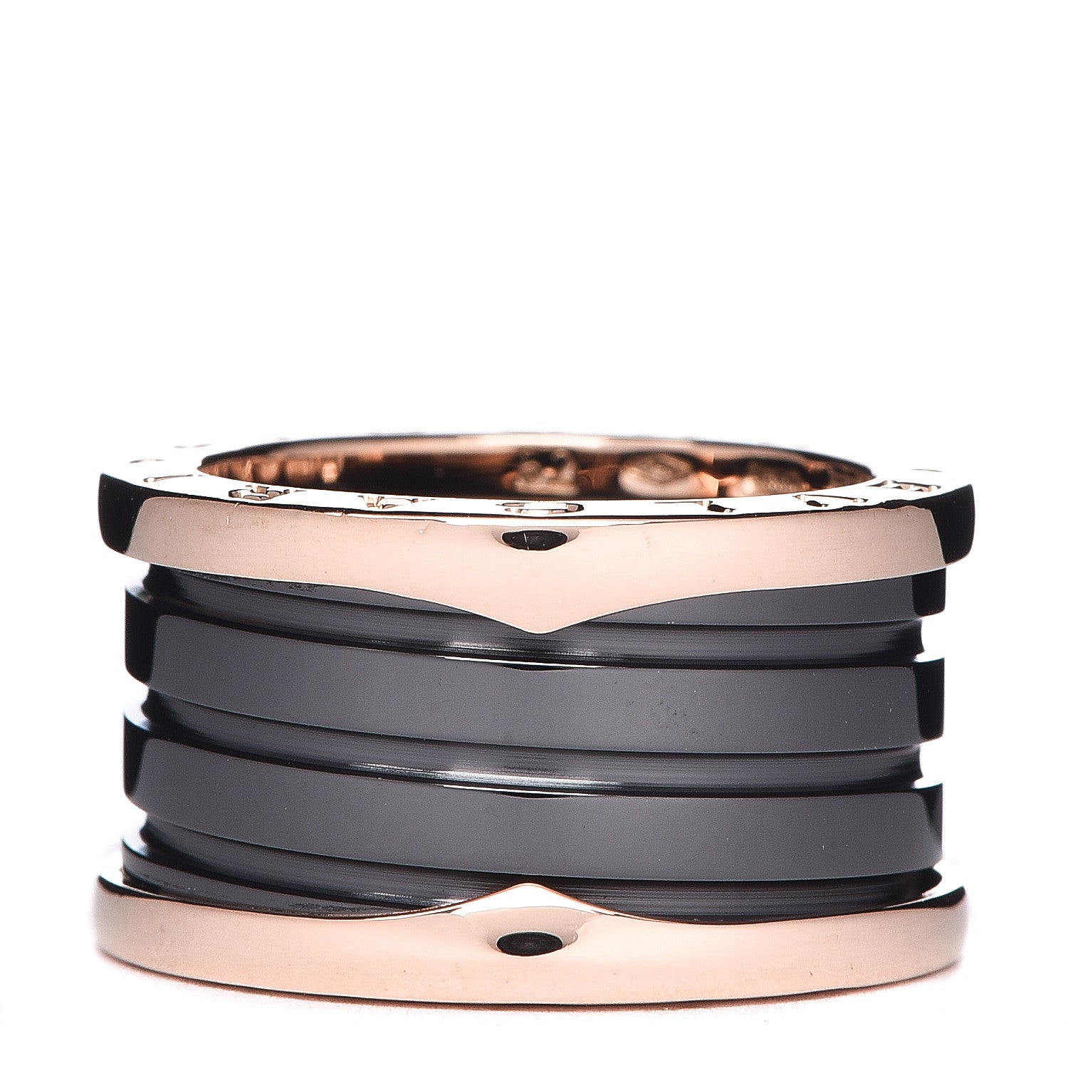 Bulgari 18K Rose Gold Black Ceramic B.Zero1 Four-Band Ring 52 6 1 of 6