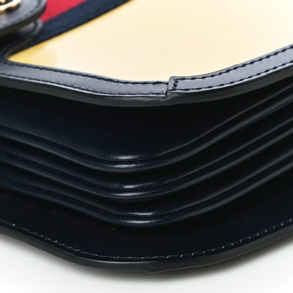 Gucci Crystal Monogram Plutone Calfskin Web Ophidia Flap Messenger Bag Straw Yellow Blue 10 of 10