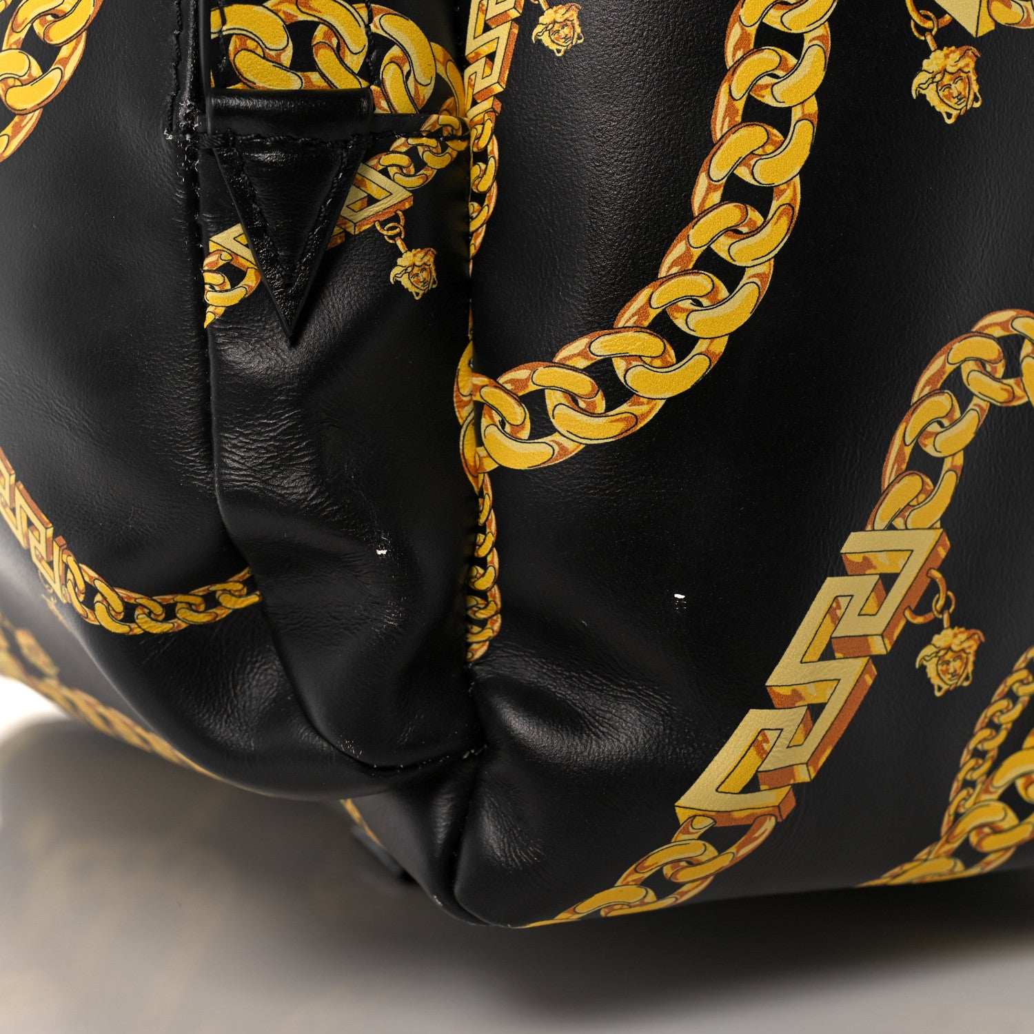 Versace Vinyl Chain Print La Medusa Backpack Black Gold 11 of 12