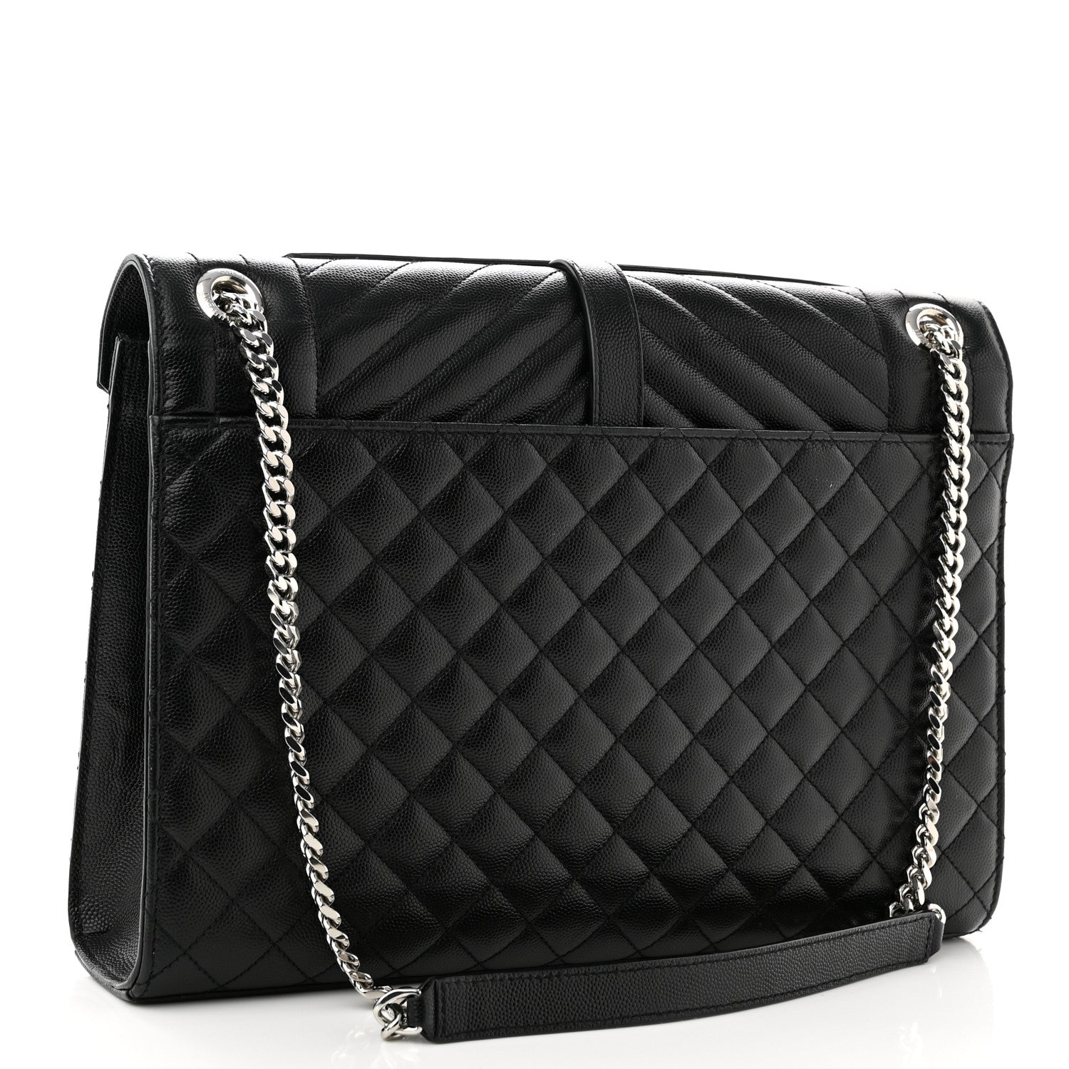 Saint Laurent Grain De Poudre Textured Mixed Matelasse Large Triquilt Monogram Satchel Black 2 of 8