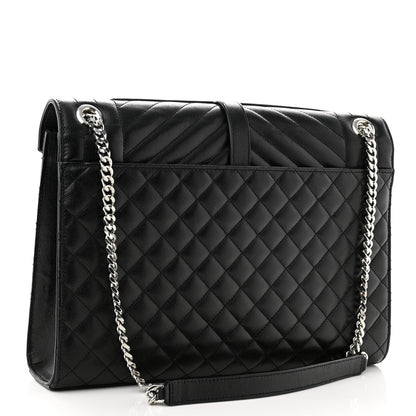 Saint Laurent Grain De Poudre Textured Mixed Matelasse Large Triquilt Monogram Satchel Black 2 of 8