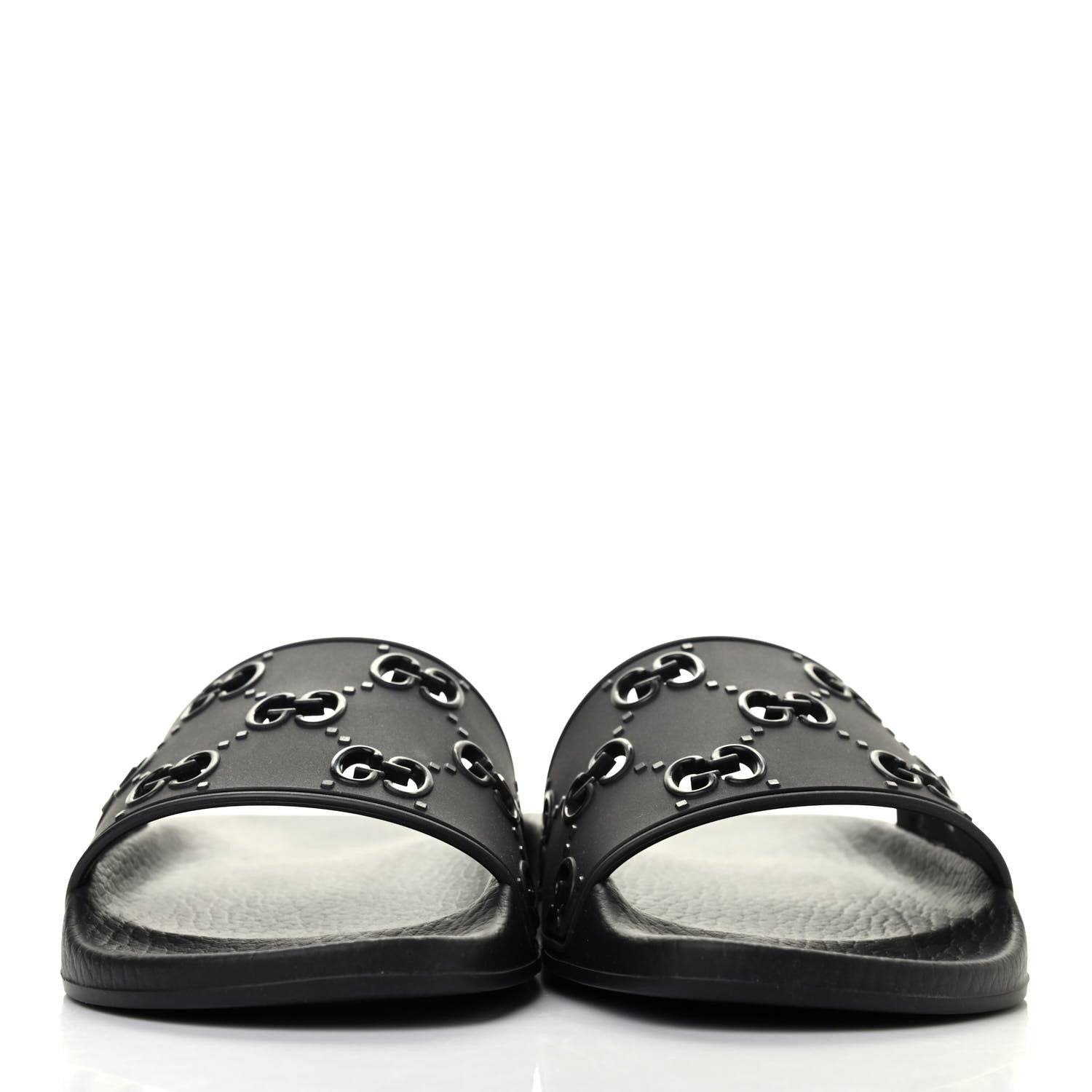 Gucci Rubber GG Monogram Perforated Womens Slide Sandals 36 Black 2 of 4