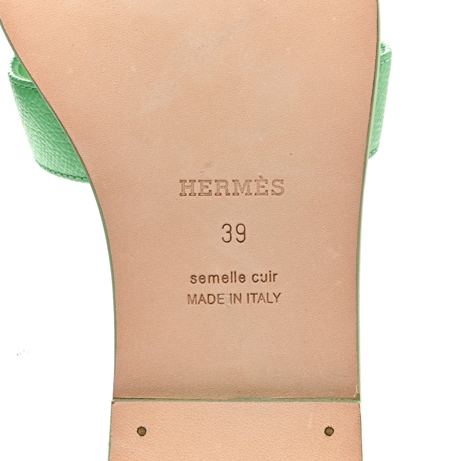 Hermes Epsom Oran Sandals 39 Vert Pomme 8 of 9