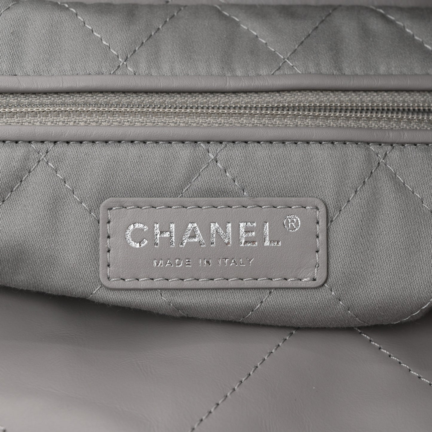 Shiny Calfskin Quilted Chanel 22 Grey