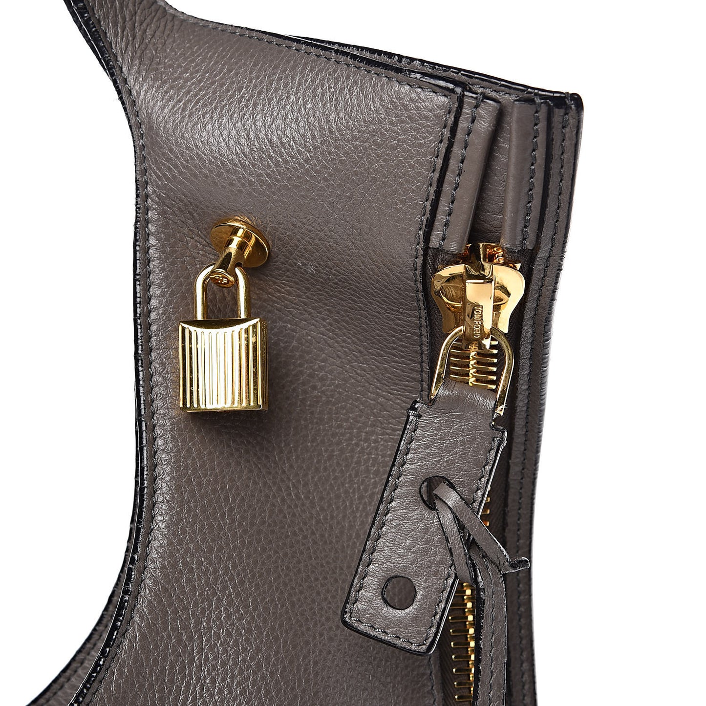 Calfskin Large Alix Padlock Zip Shoulder Bag Graphite