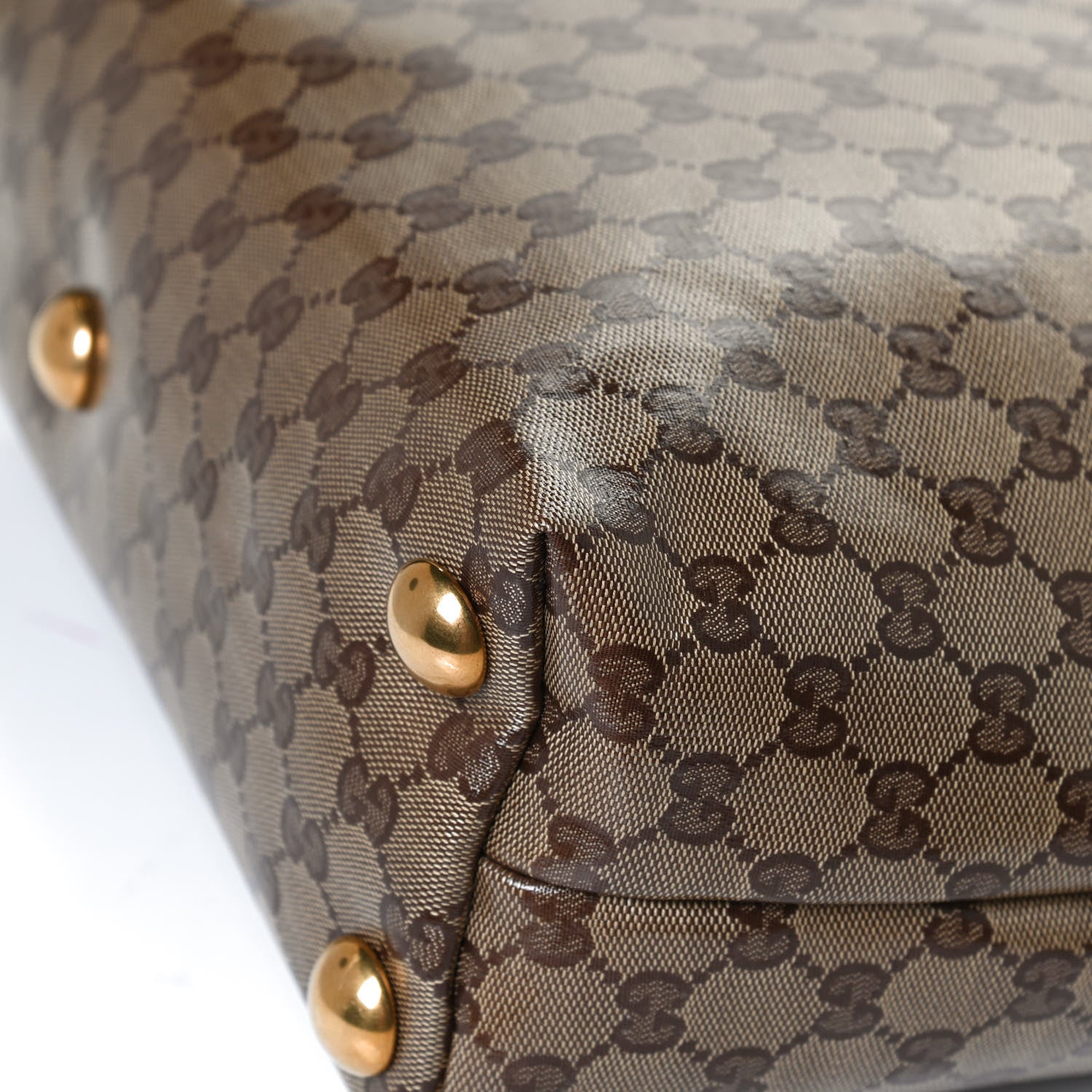Gucci Crystal Monogram Large Babouska Vertical Shopping Tote Brown 10 of 12