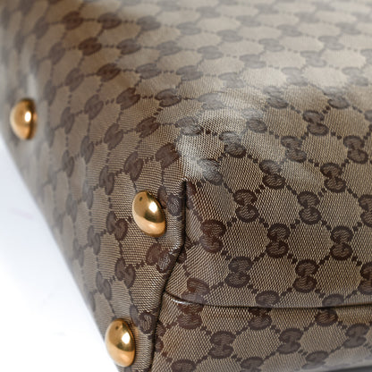 Gucci Crystal Monogram Large Babouska Vertical Shopping Tote Brown 10 of 12