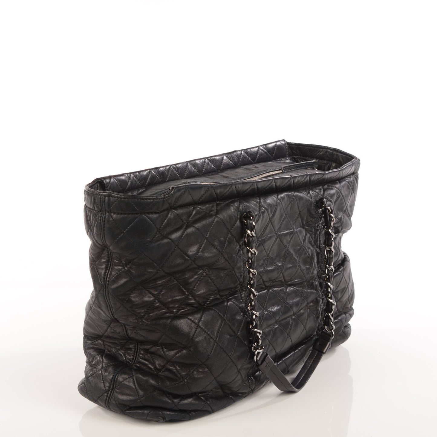 Lambskin Quilted East West Sharpei Tote Black