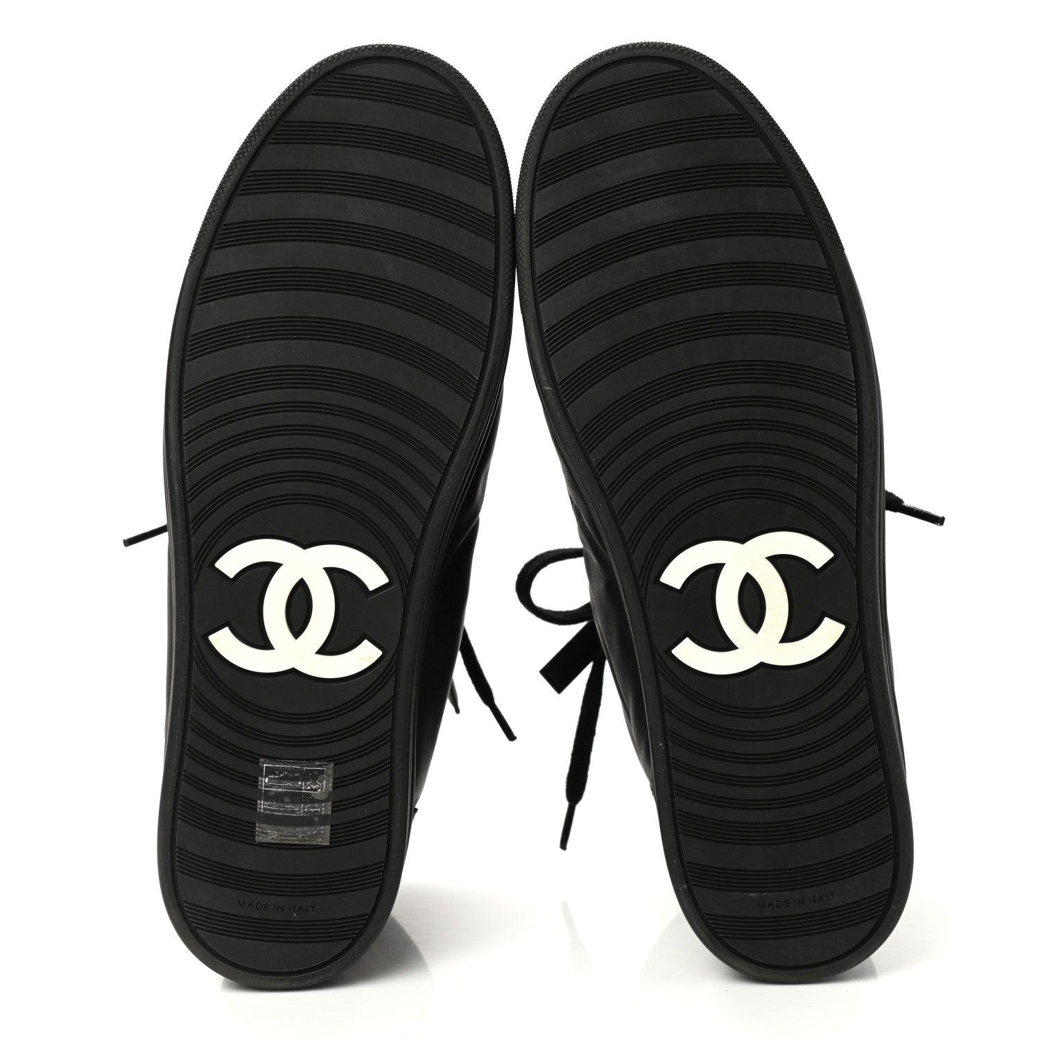 Chanel Calfskin Pearl High Top CC Sneakers 39.5 Black 5 of 8