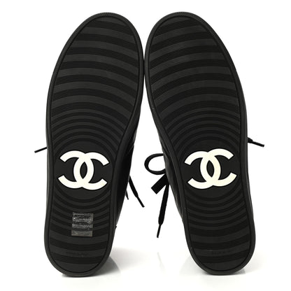 Chanel Calfskin Pearl High Top CC Sneakers 39.5 Black 5 of 8