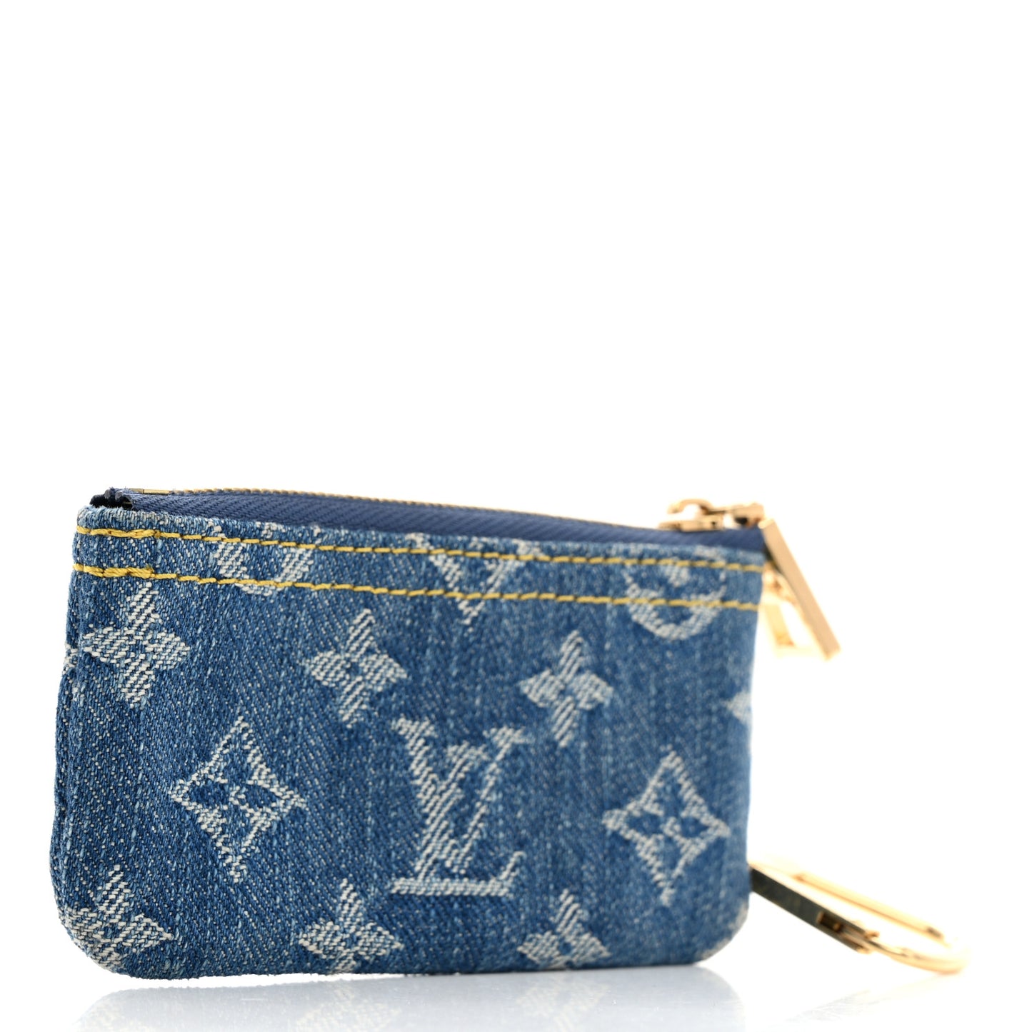 Monogram Denim Key Pouch Denim Blue