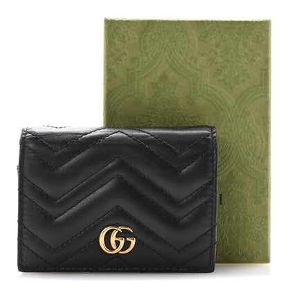 Gucci Calfskin Matelasse GG Marmont Card Case Wallet Black 14 of 14
