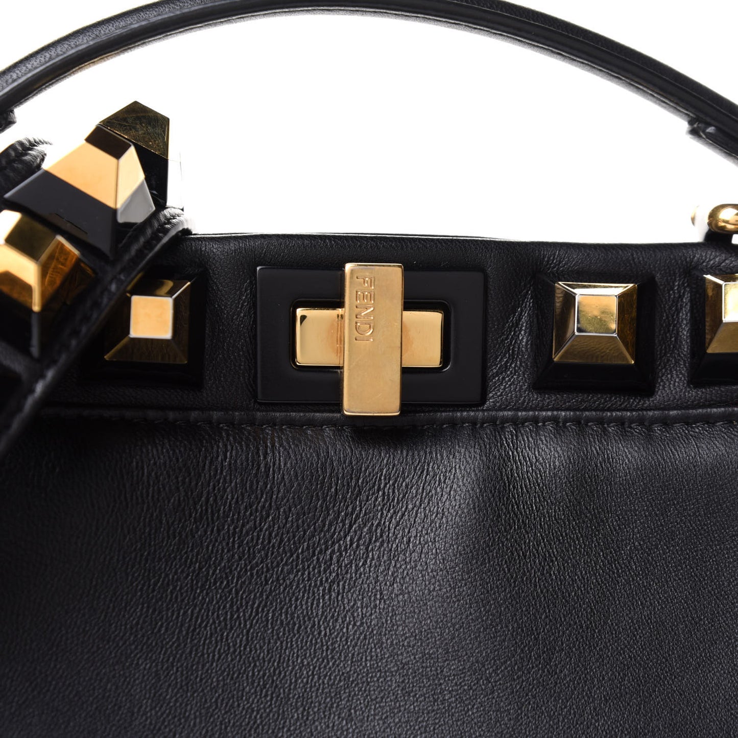 Nappa Studded Mini Peekaboo Iconic Satchel Black